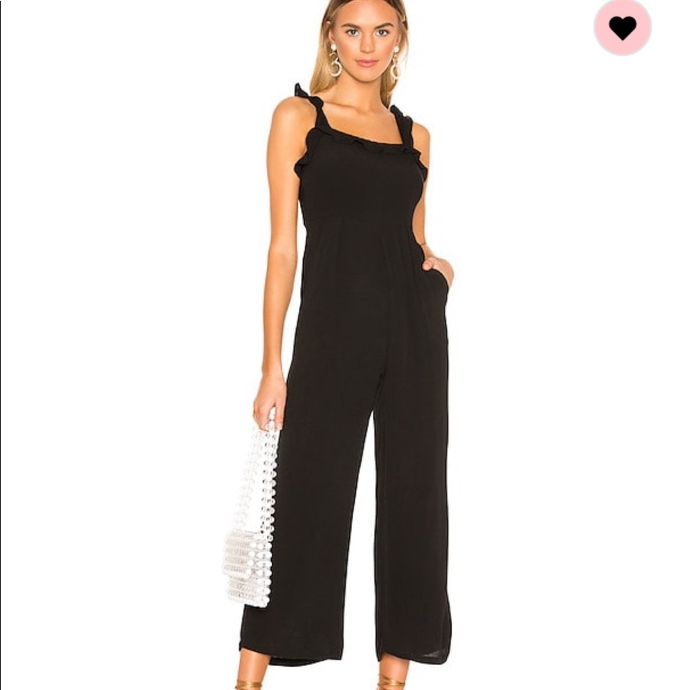 SUPERDOWN Revolve Black Jumpsuit Victoria Playsuit XS Ruffle Strap